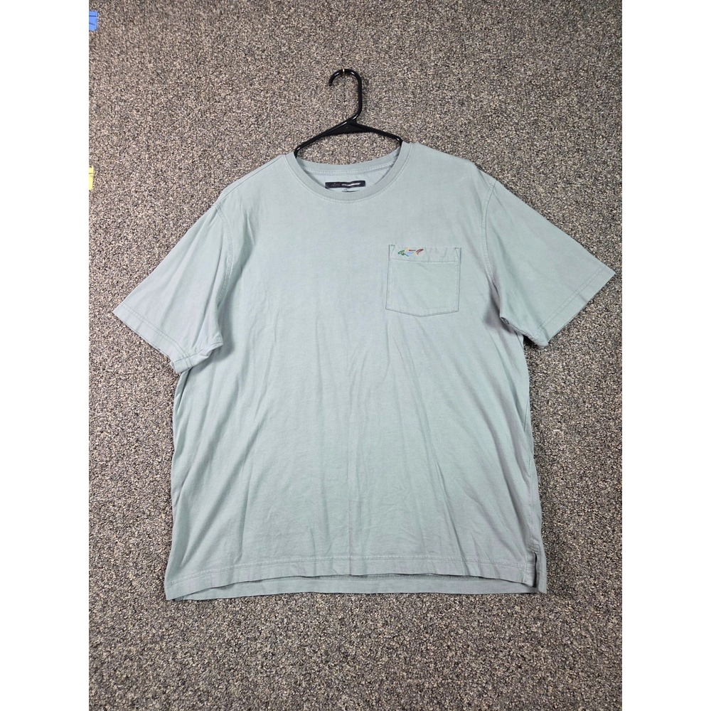 Greg Norman Pocket T-Shirt Mens Large‎ Green Short Sleeve Shark Logo Cotton